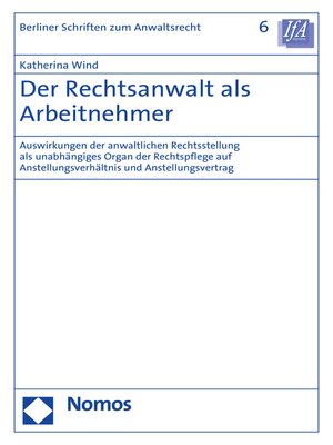 cover image of Der Rechtsanwalt als Arbeitnehmer